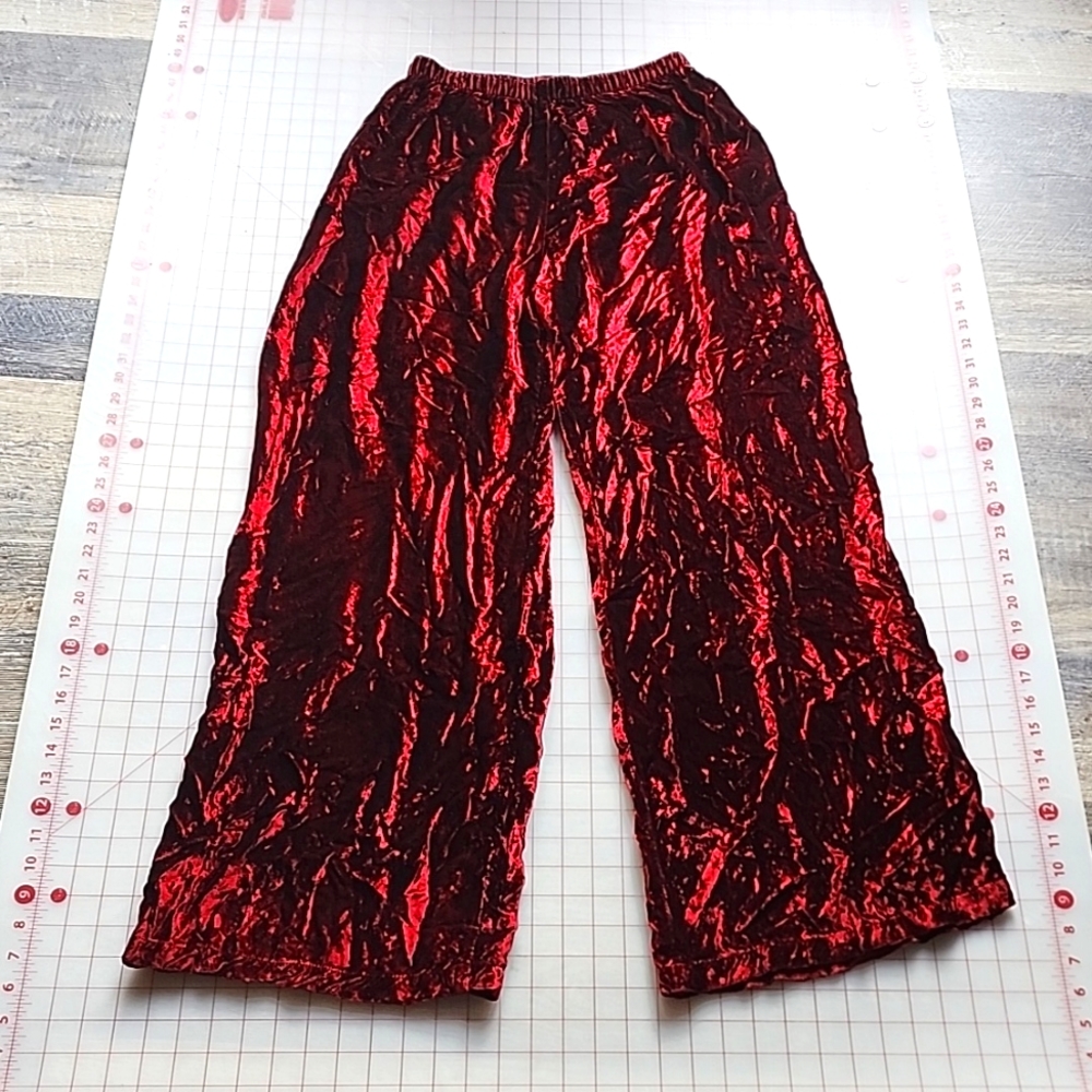 CP Shade thick Vintage Crushed Velvet Wide-Leg Wine red  Pants relaxed Pants
